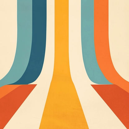 Close-up detail of A2 abstract artwork with vertical curved stripes in modern, contrasting colors, designed to bring movement and depth to a wall. 